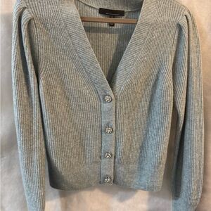 White House Black Market Light Blue Cardigan with Amazing Sparkly Buttons